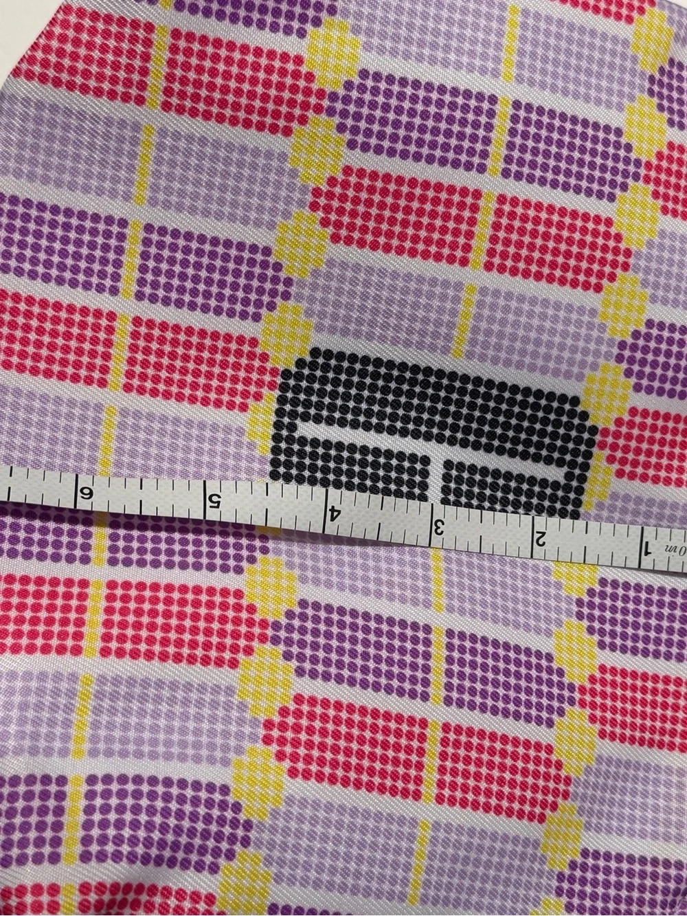 Clinique Pink Purple Yellow Patterned Cosmetic Bag with Purple Scrunchies